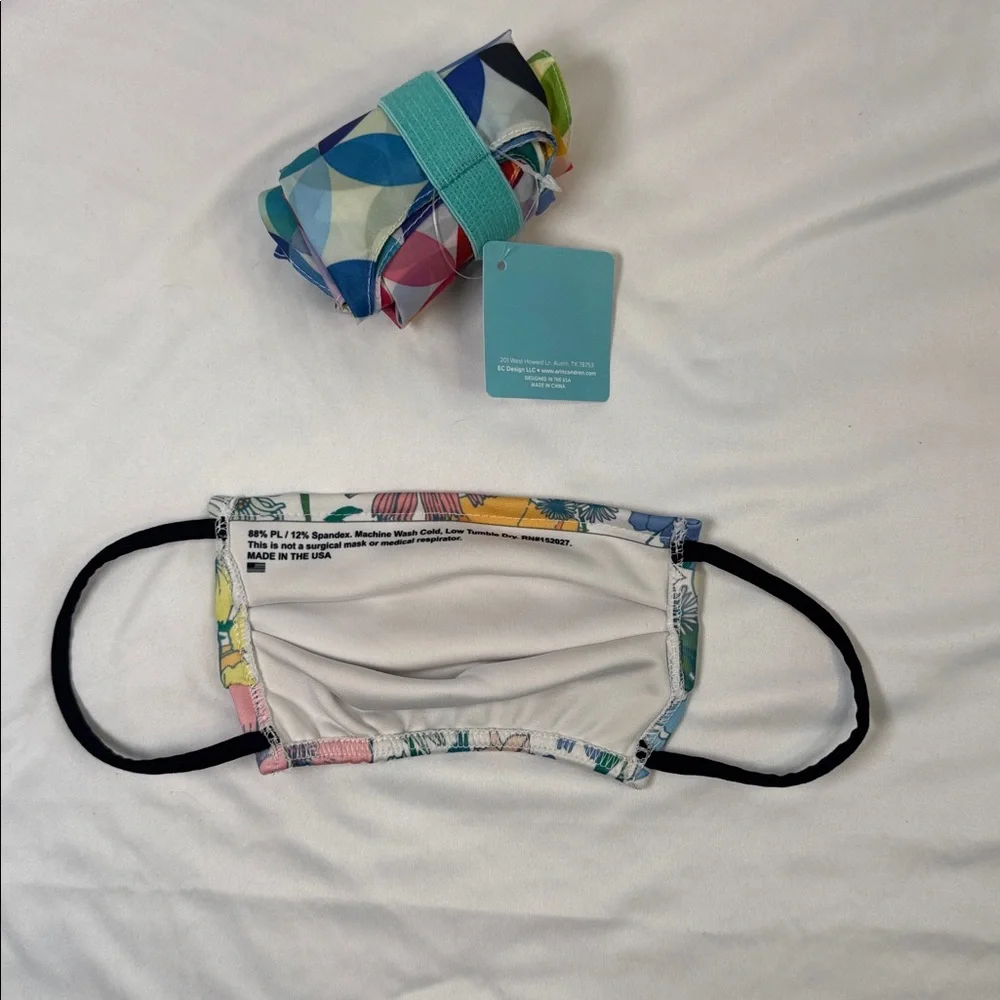 Erin Condren, (Face Mask & Bag) set - Multicolor Floral Fabric Reusable - NWT